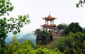 a pagoda in a plush Beijing forest
