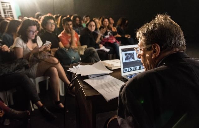 Professor Richard Peña (School of the Arts) delivers a lecture about the filmmaker Maya Deren at the Academia Internacional de Cinema (International Academy of Cinema - AIC) in Rio.