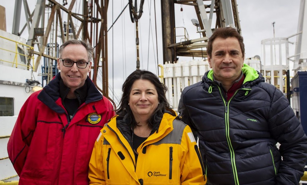Staff Scientist Trevor Williams, IODP; Co-chief Mo Raymo, Lamont-Doherty Earth Observatory; Co-chief Mike Weber, University of Bonn