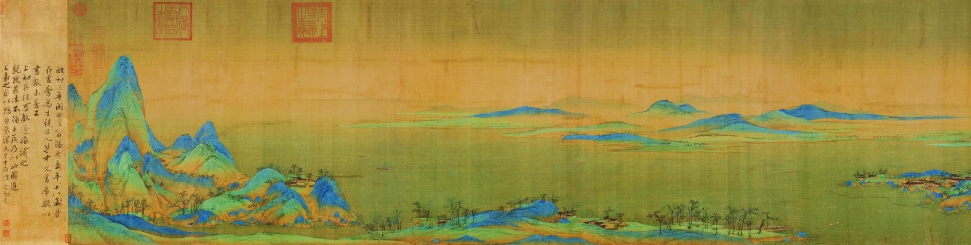 A Thousand Li of Rivers and Mountains, Song Dynasty, Wang Ximeng A Thousand Li of Rivers and Mountains, Song Dynasty, Wang Ximeng