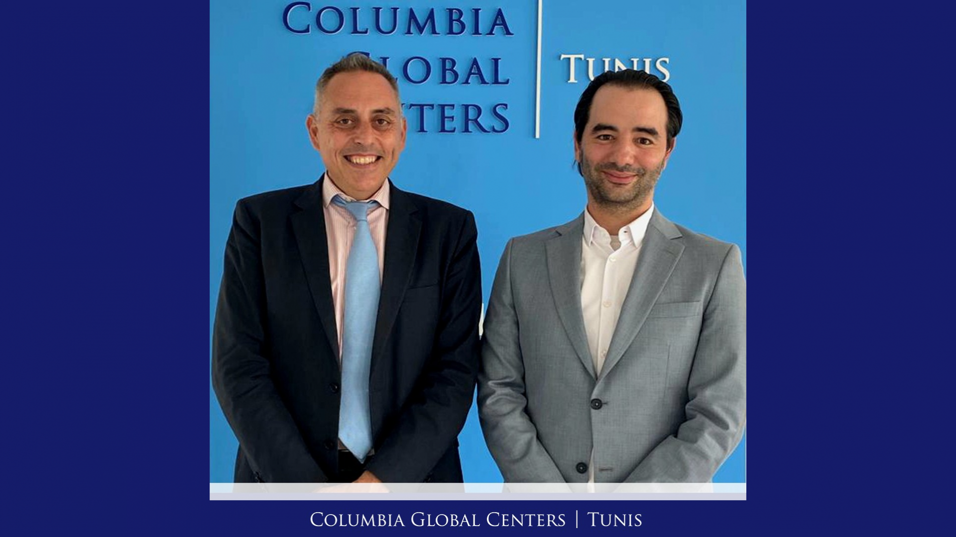 on the left: Germinal Gil de Gracia, Director of Instituto Cervantes Túnez 
on the right:  Youssef Cherif, Director of Columbia Global Centers I Tunis 
