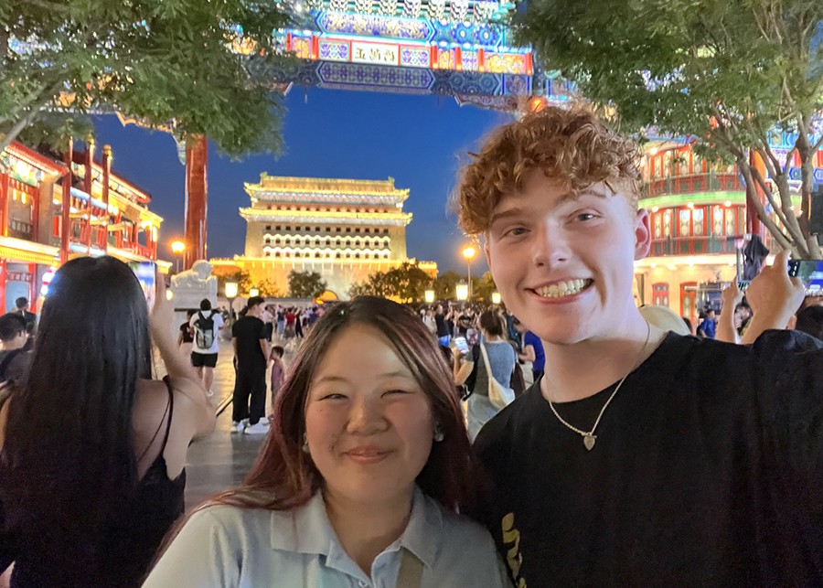 Selfie with my friend in front of Zhengyangmen, Beijing.