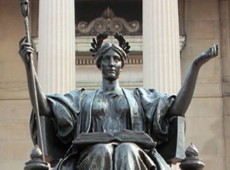 Athena, statue in front of Low Library, Columbia University
