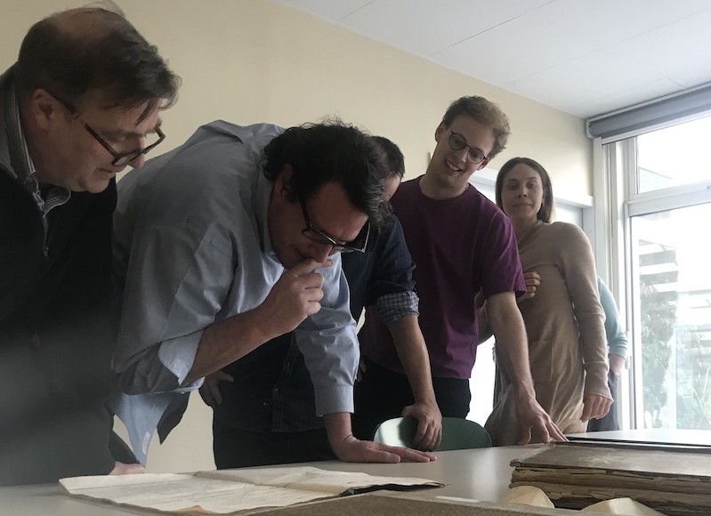 Professor Pierre Force and HiLi students at the Archives nationales d’outre-mer (ANOM) in Aix-en-Provence Aix Archives