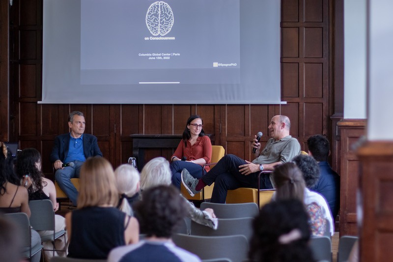 The first event in the Conversations on Consciousness series featured Monica Toba, Paolo Bartolomeo, and Antoni Valero Cabré. Photo: Fiorella Fernandez Conversations on consciousness series