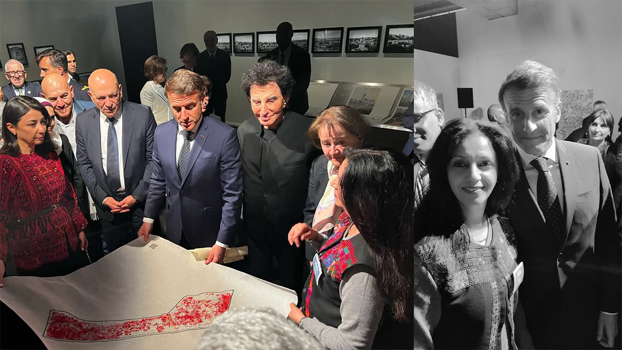President Macron Meets Maha Al-Daya, Palestinian Artist-in-Residence at Reid Hall