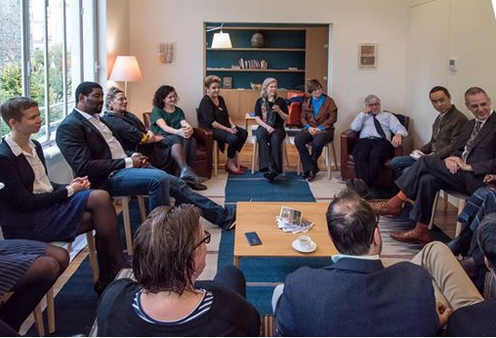 Fellows and staff with President Lee Bollinger