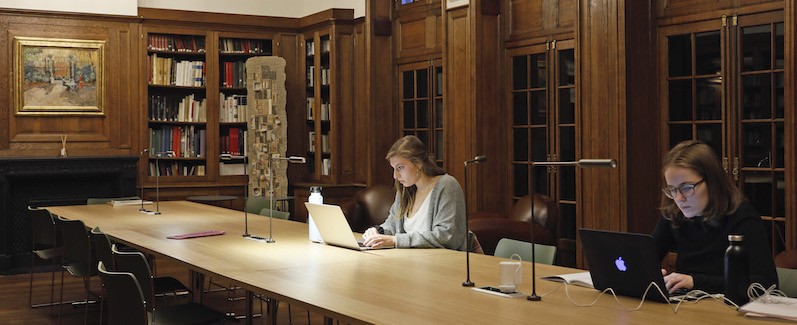 Studying in the refurbished Reid Hall library Students in library