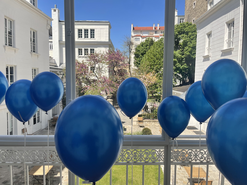 View of garden with balloons