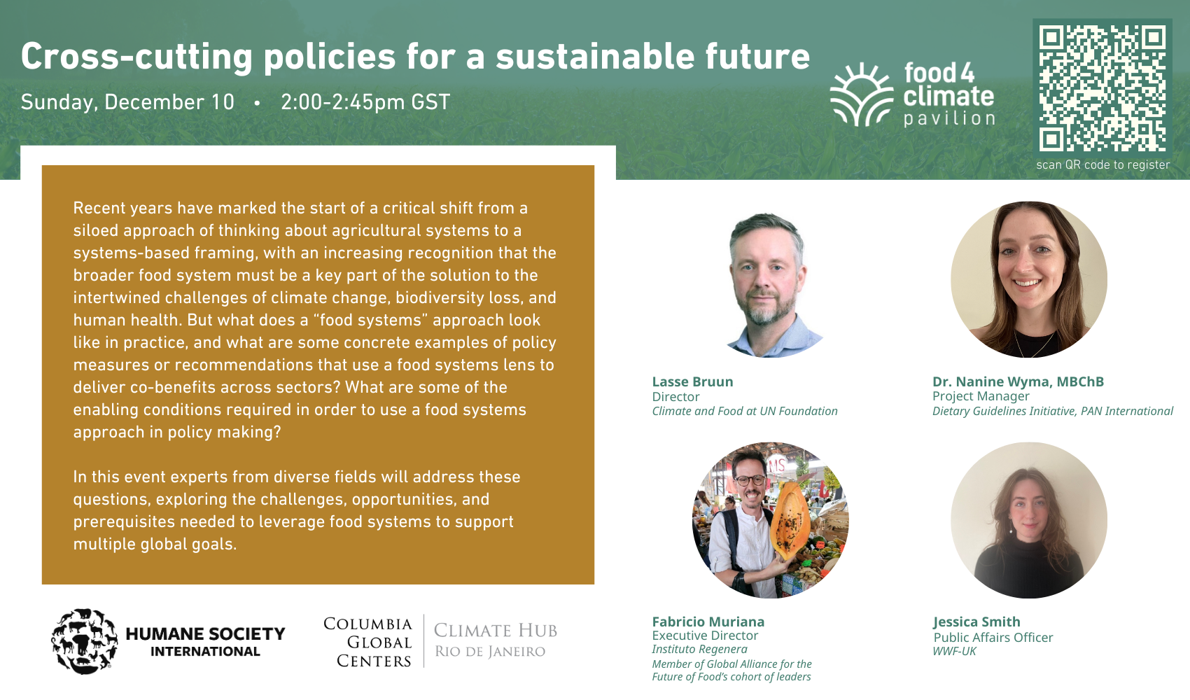 Cross-cutting policies for a sustainable future