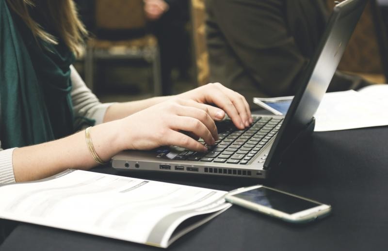 Woman typing