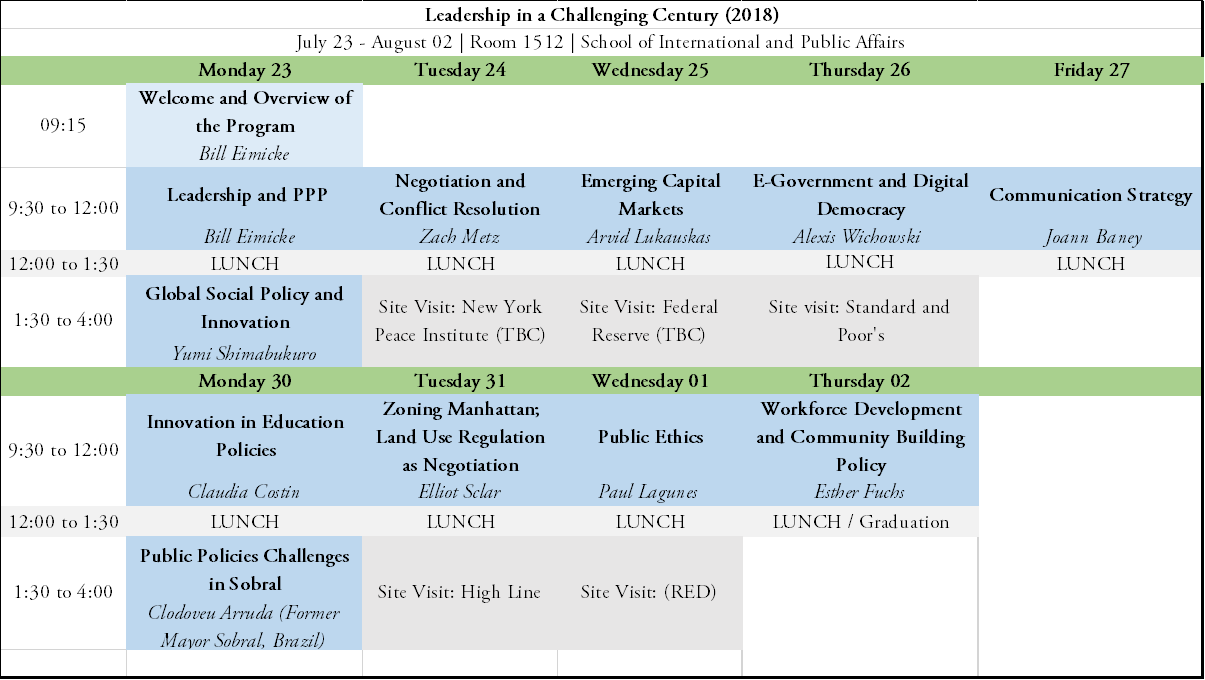 Program Schedule