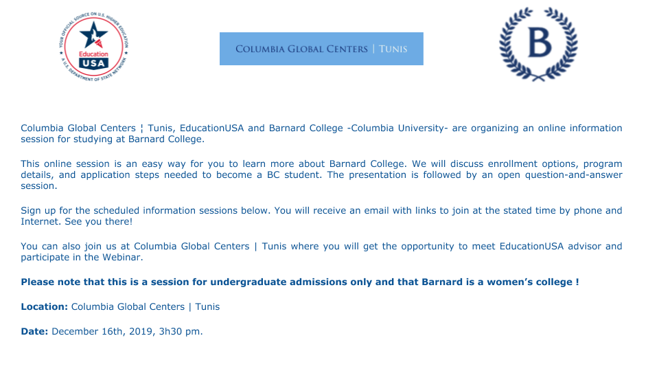 Barnard Information Session in Tunis