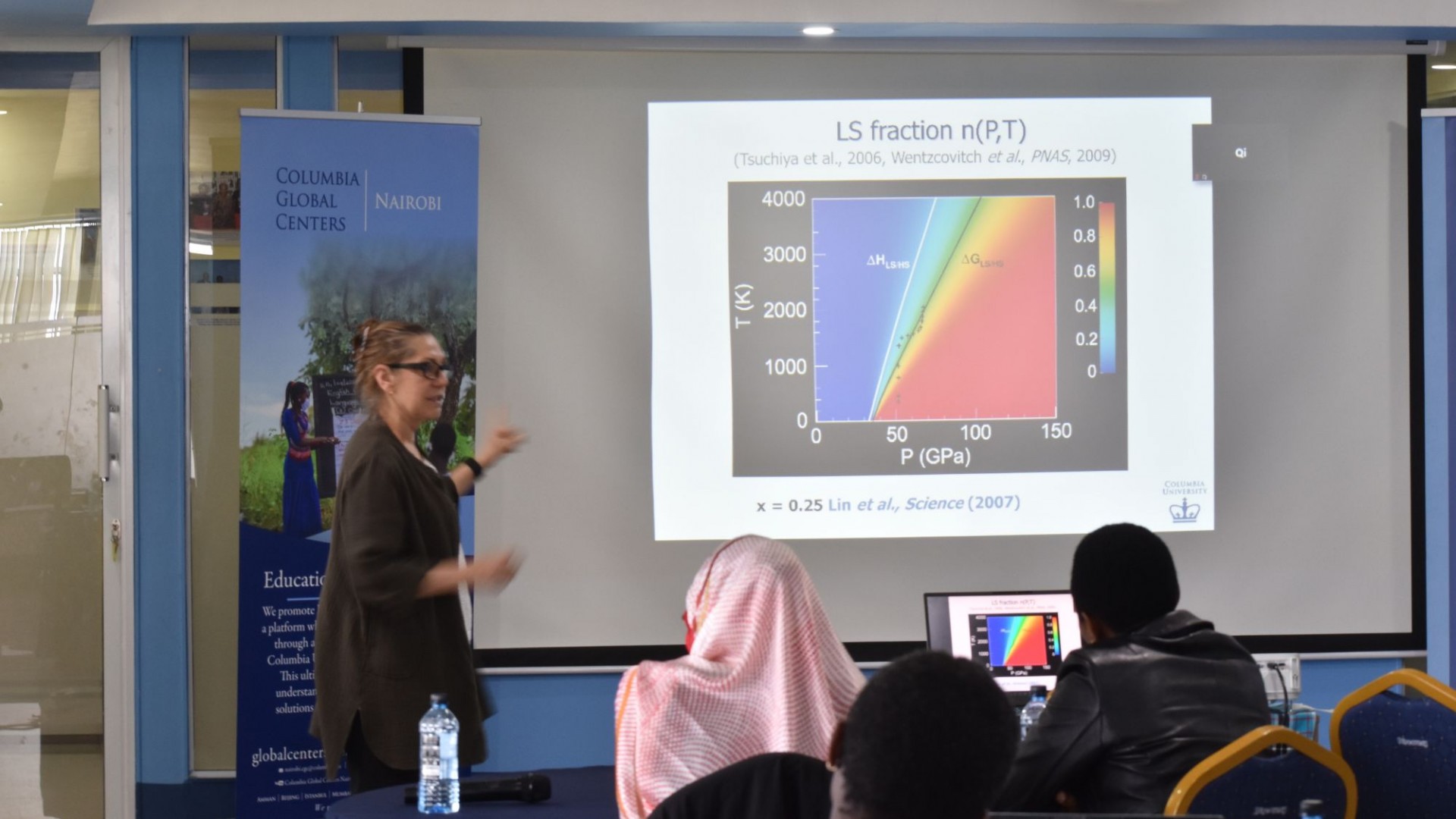 Renata Wentzcovitch lecturing on spin crossovers in iron bearing phases at extreme conditions renata
