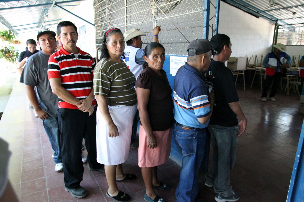 Voters wait in line in El Salvador