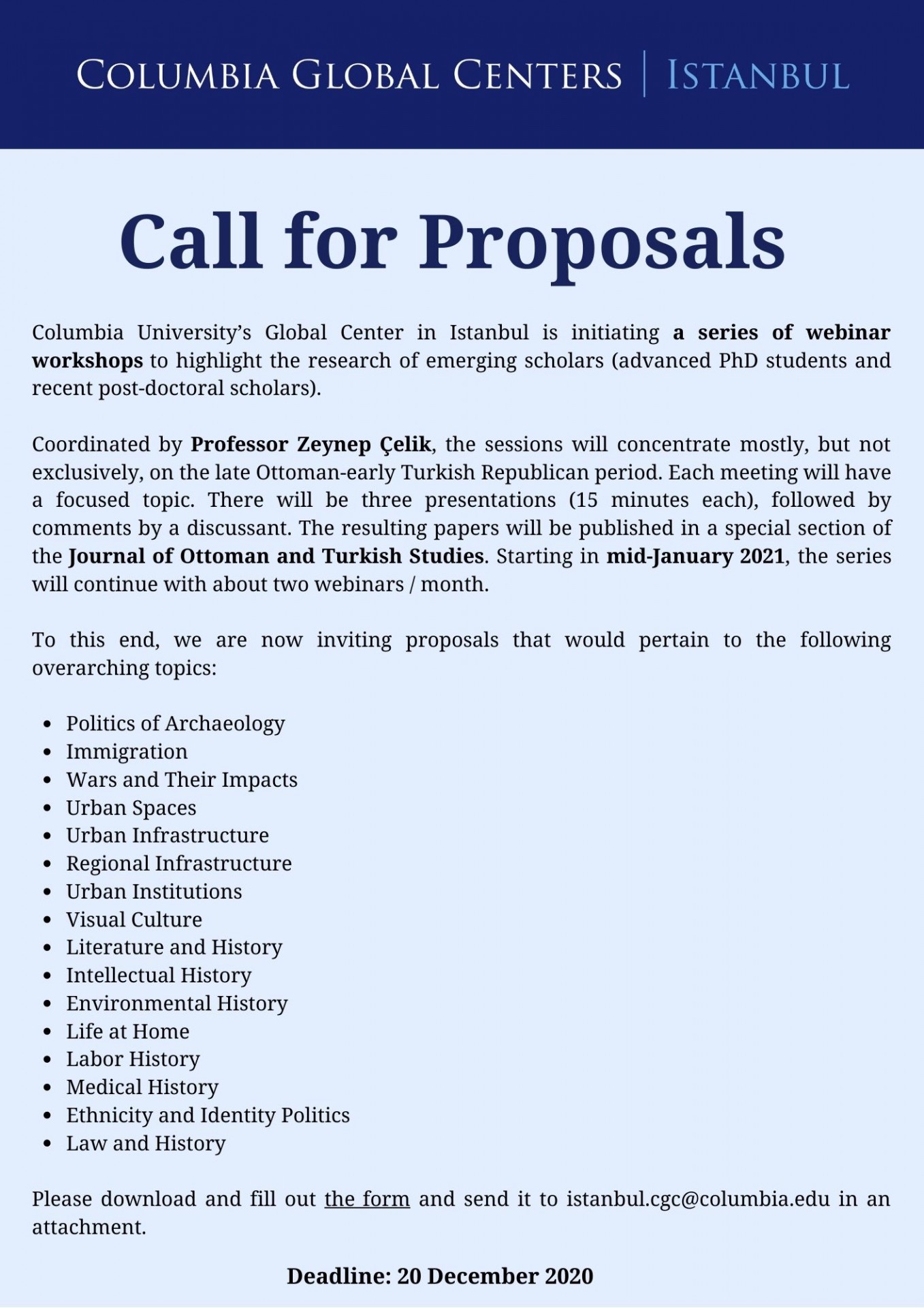Call for Proposals Columbia Global Centers