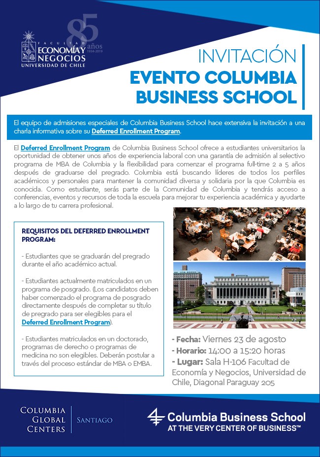 Sesión Informativa para Estudiantes sobre MBA de Columbia