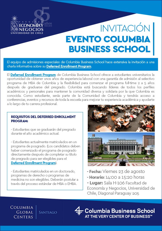 Sesión Informativa para Estudiantes sobre MBA de Columbia Sesión Informativa para Estudiantes sobre MBA de Columbia