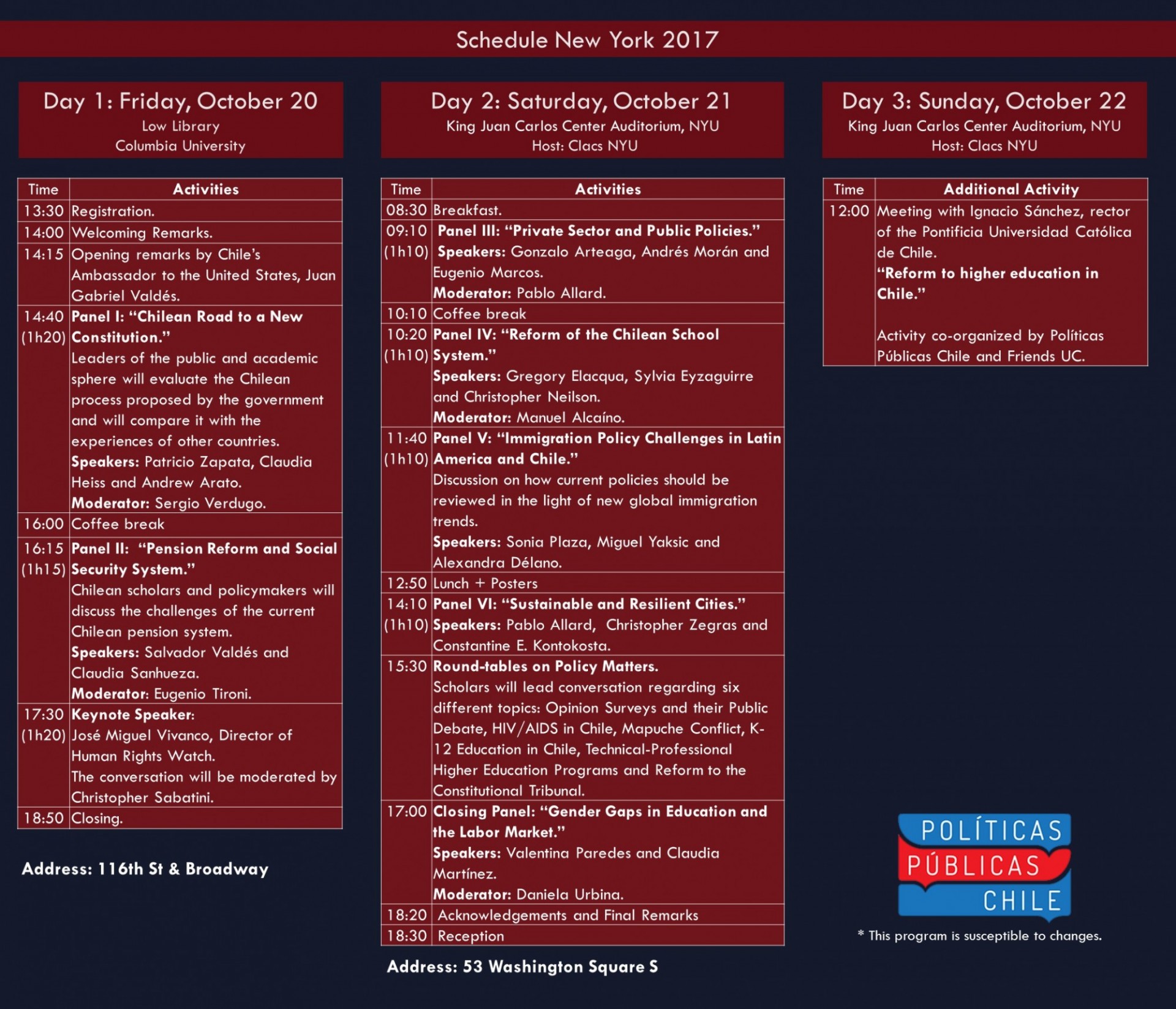 Schedule EPP New York 2017