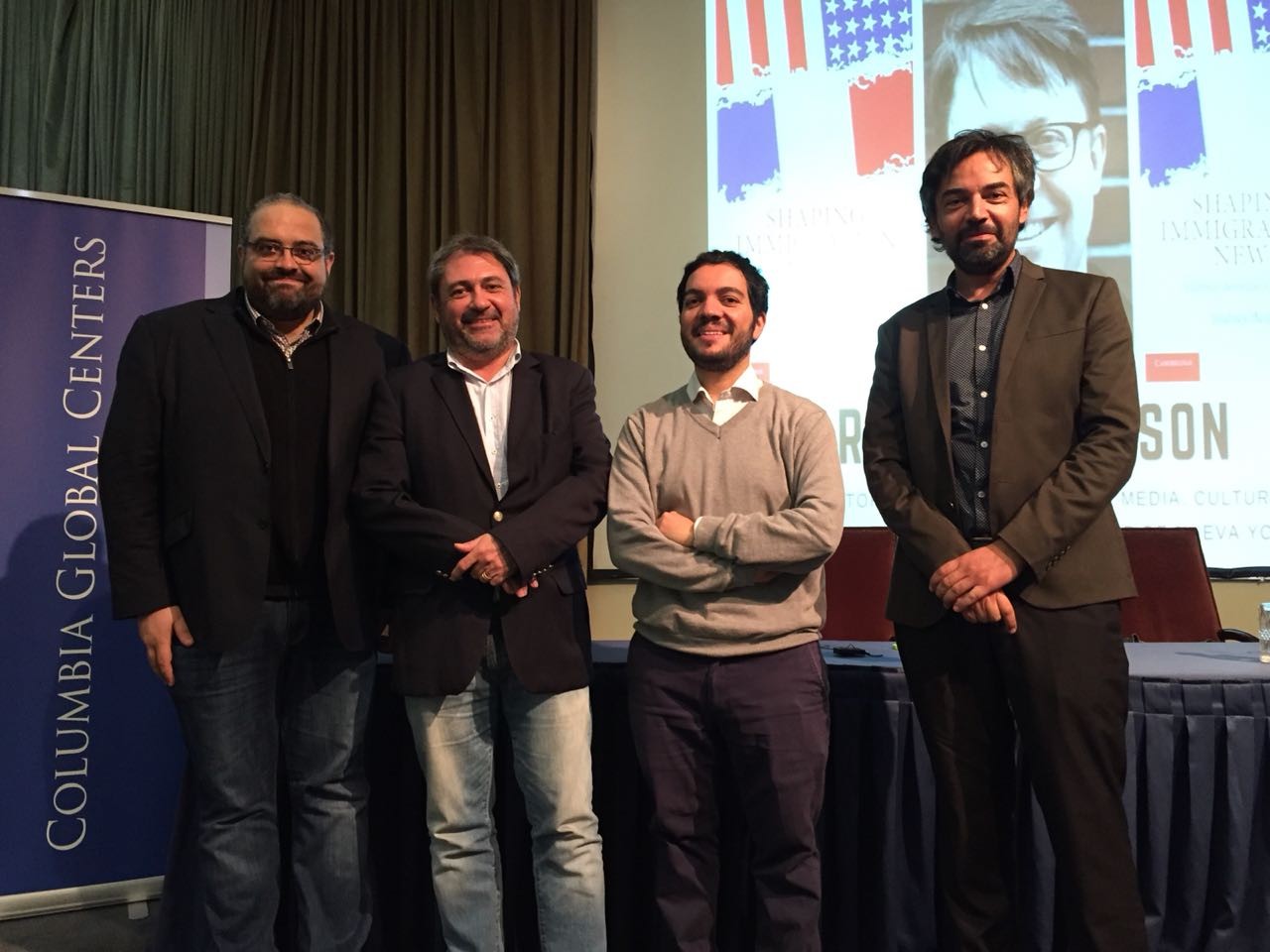 Shamus Khan with three top COES researchers: Alfredo Joignant, Professor of Political Sciences at Universidad Diego Portales; Jorge Atria, Professor at Universidad Católica’s Institute of Sociology; and Juan Carlos Castillo, Deputy Director at Universidad Católica’s Institute of Sociology. Shamus Khan with three top COES researchers: Alfredo Joignant, Professor of Political Sciences at Universidad Diego Portales; Jorge Atria, Professor at Universidad Católica’s Institute of Sociology; and Juan Carlos Castillo, Deputy Director at Universidad Católica’s Institute of Sociology.