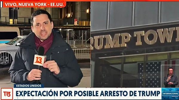 Del Pino reporting from NY for Canal 13 in Chile. José María del Pino (JRN'23)