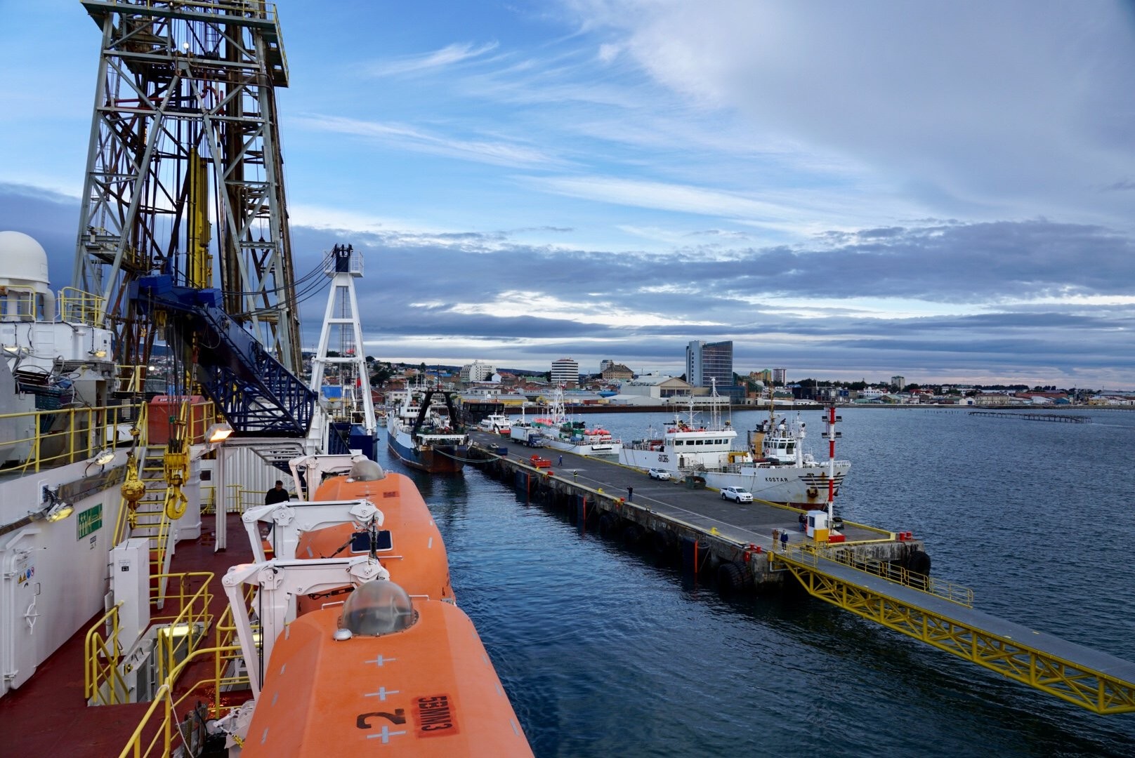 The JOIDES Resolution ship at Punta Arenas