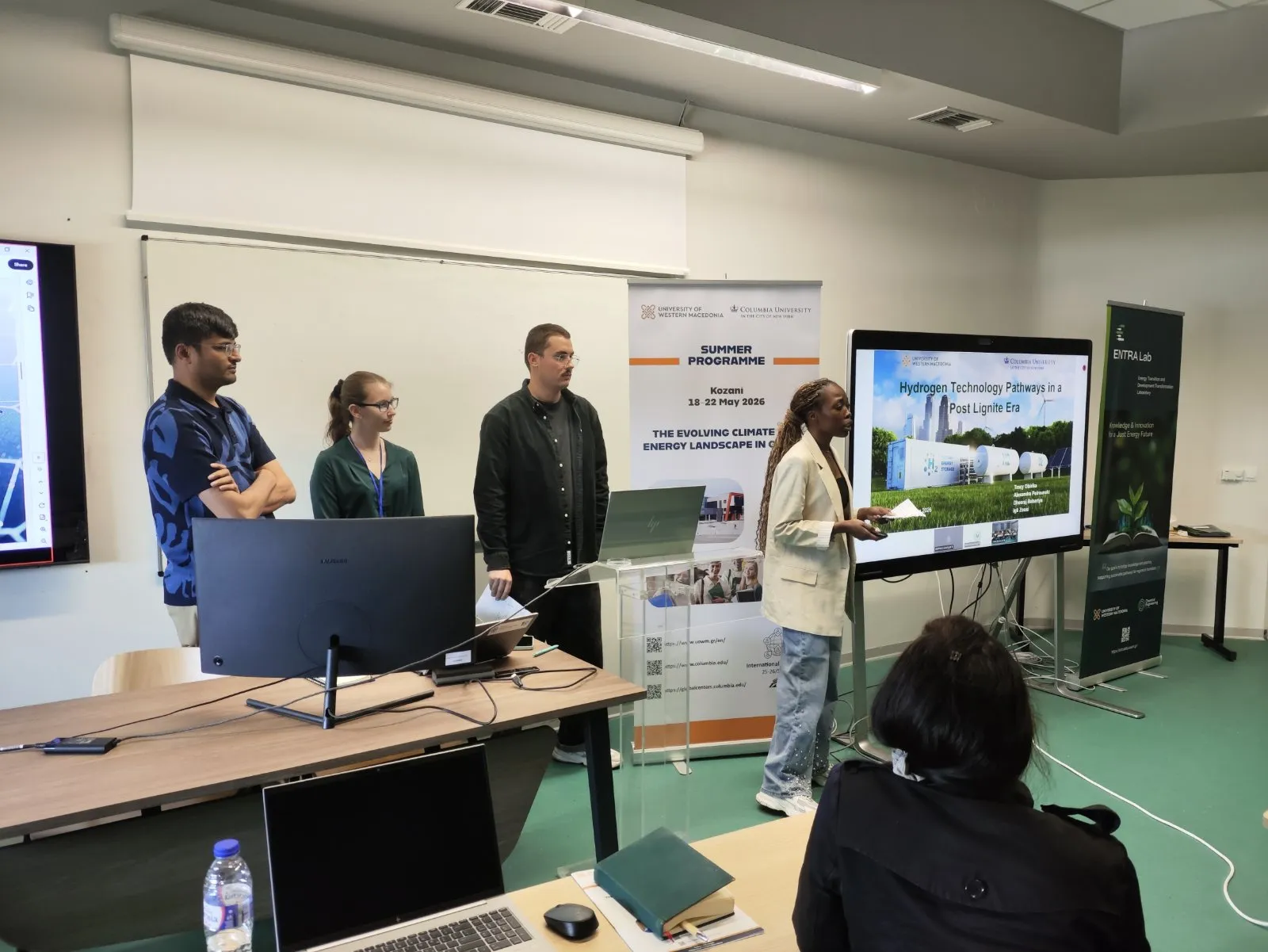 Presenting research.