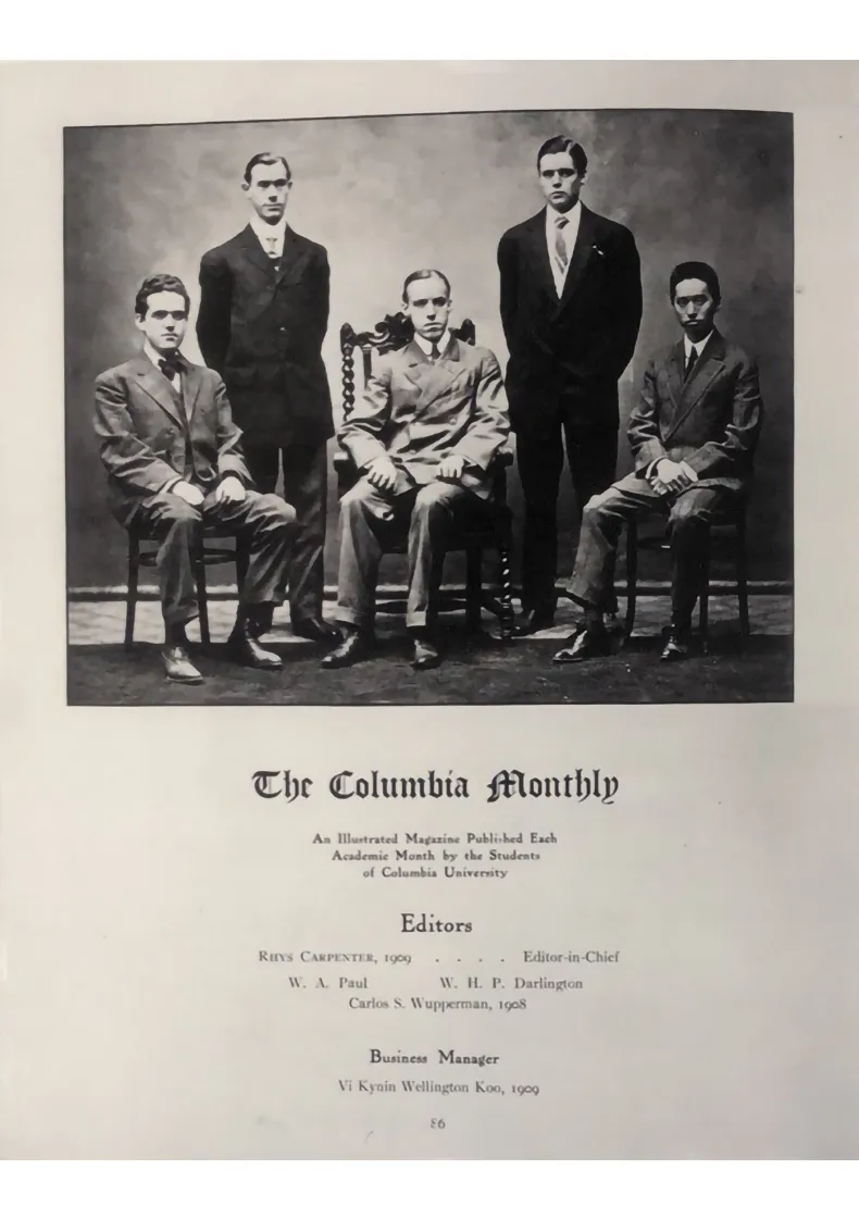 Wellington Koo's (顾维钧) Photo in Columbia Monthly
