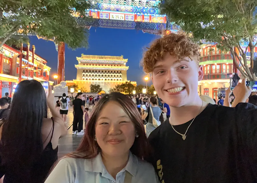 Selfie with my friend in front of Zhengyangmen, Beijing.