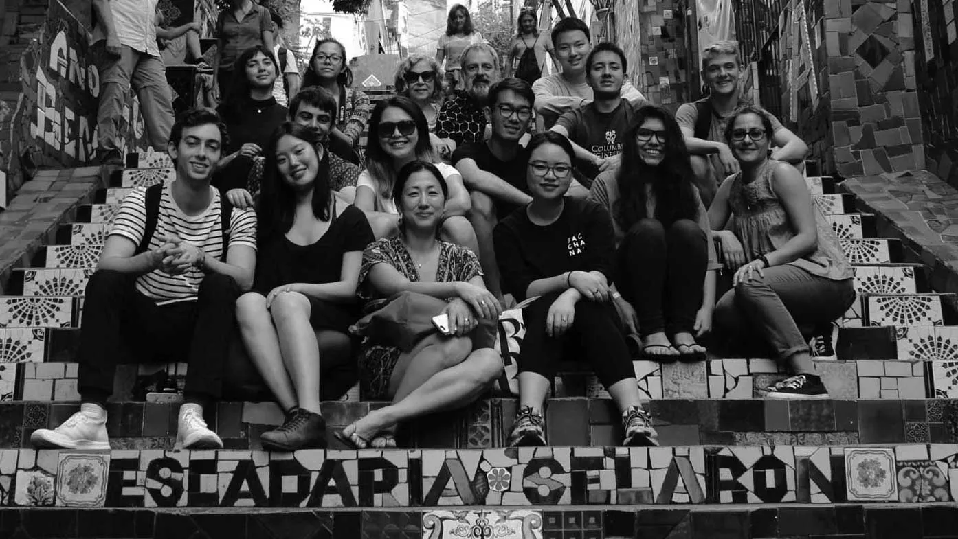 students on steps in Rio de Janeiro