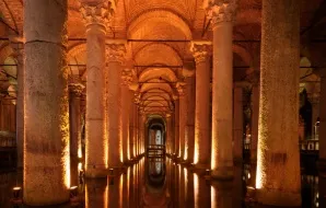 Pillars inside of a hall in Istanbul