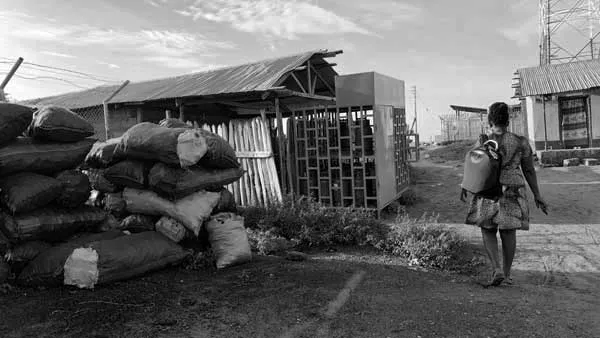 Bags of charcoal for sale at Amasaman, Accra, Ghana. Photo credit: Darby Jack