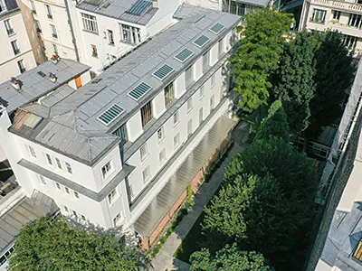 Bird's eye view of Institute building