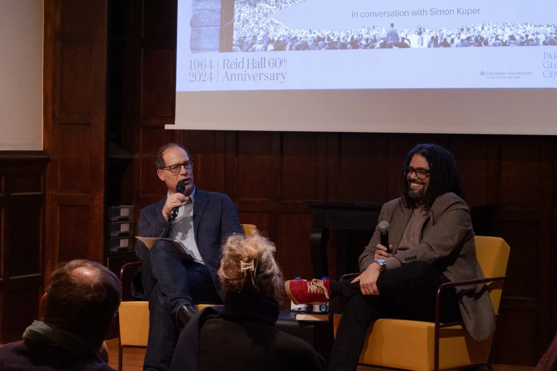 Frank Guridy and Simon Kuper during our Play, Protest and Politics event, held at Reid Hall on Nov. 5