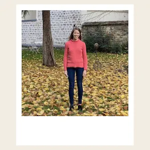 Louise in the RH courtyard