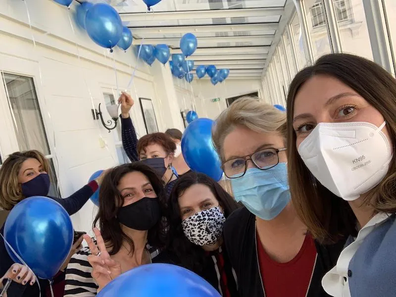 Staff with balloons