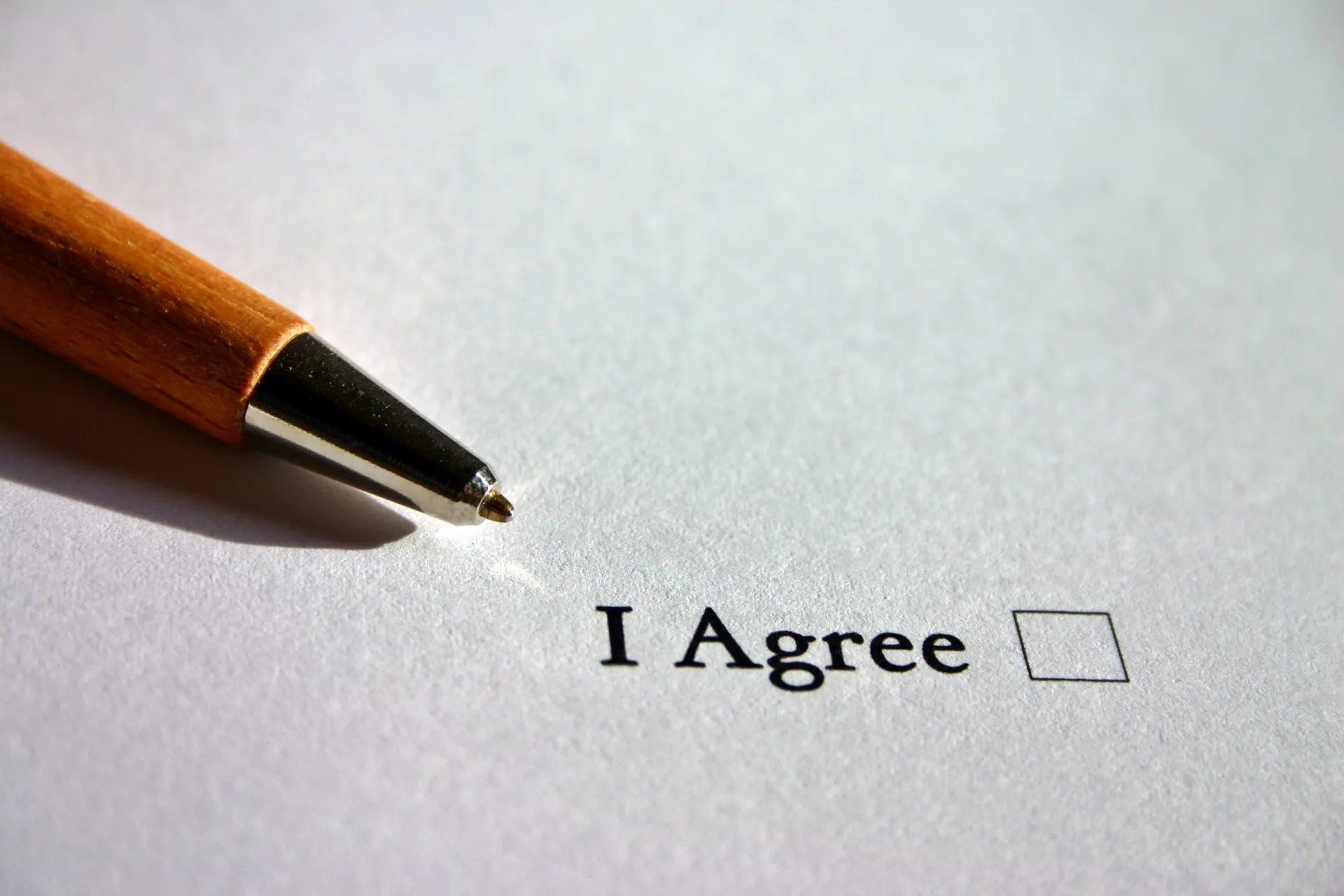 Sheet with checkbox that says "I agree"
