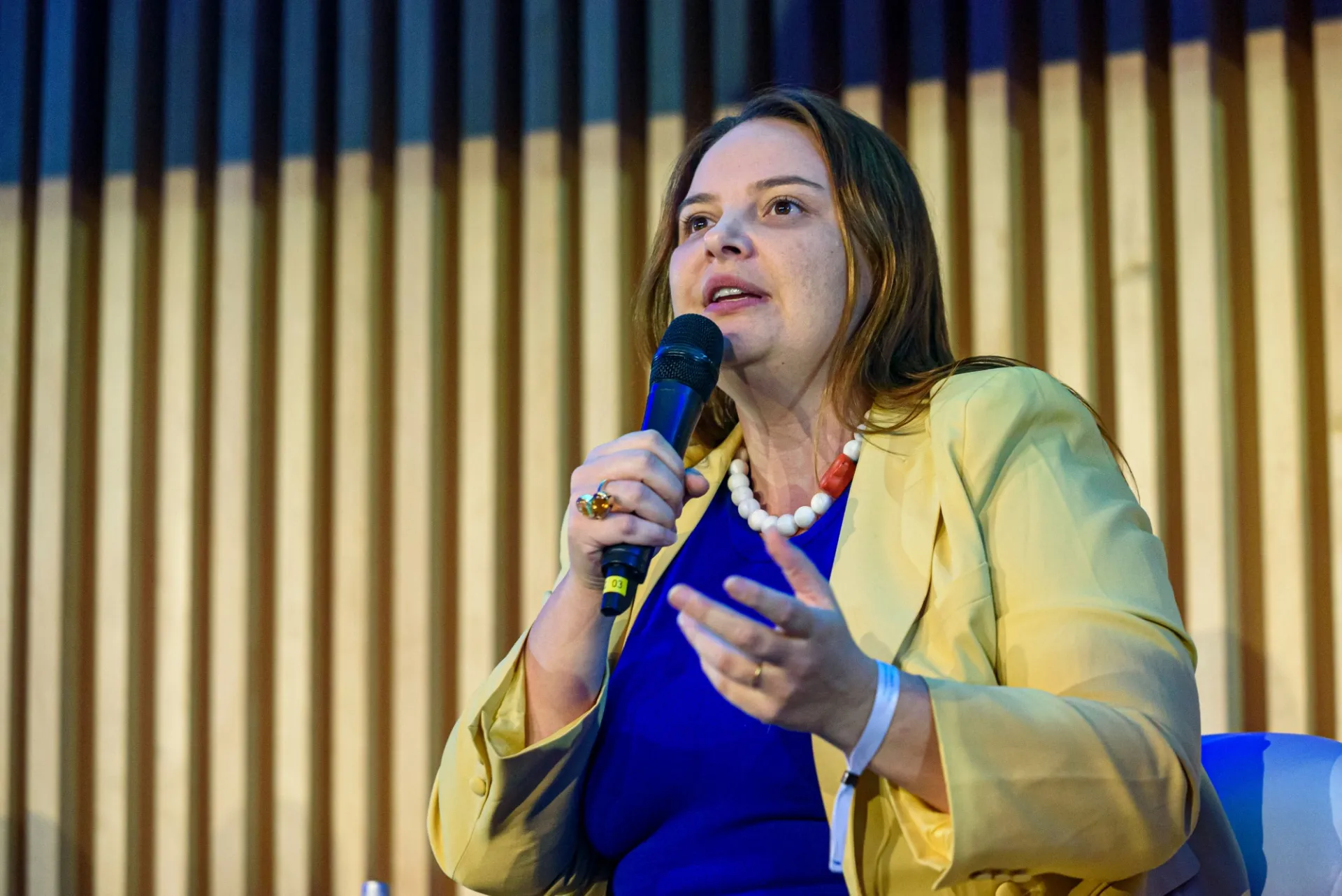 Natalie Unterstell, climate activist and President of Talanoa Institute, during the Climate Hub Rio launch event on March, 14. Photo: Fabio Cordeiro