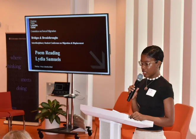 Students present research and creative projects during the Collaborative Futures session.