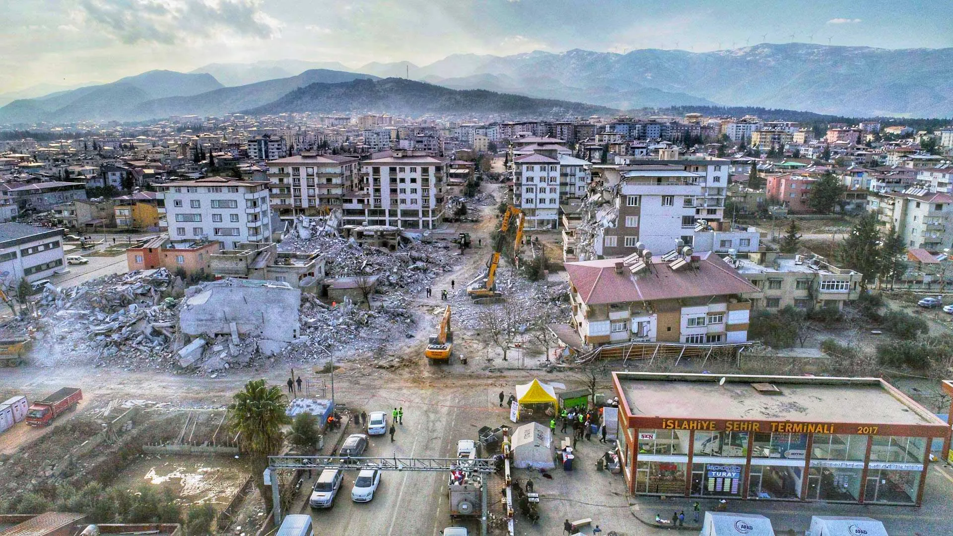 Aeriel view after earthquakes