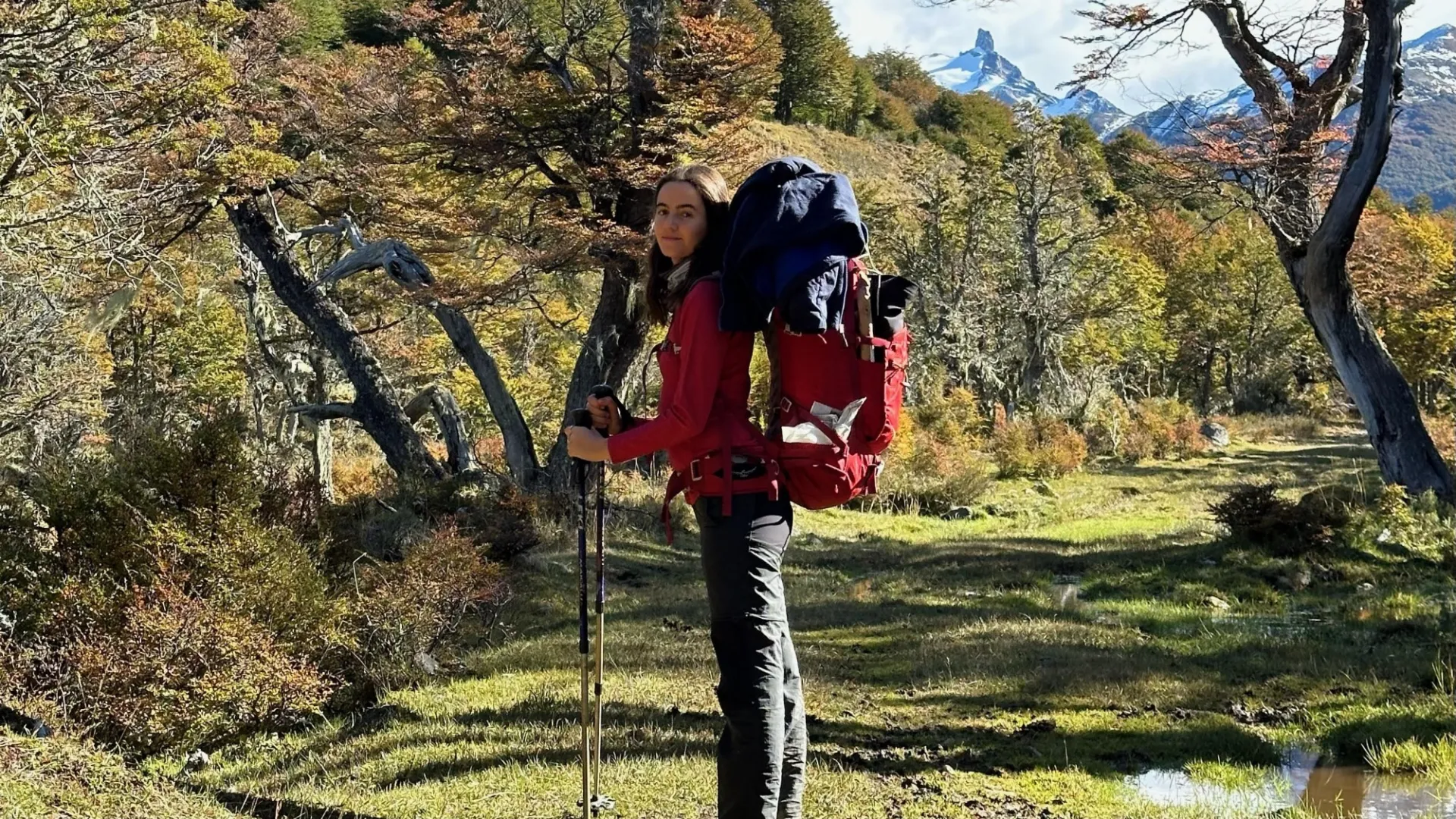 Victoria hiking in the south of Chile.