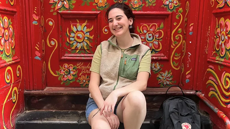 Yael at a picturesque doorway in Valparaiso, Chile