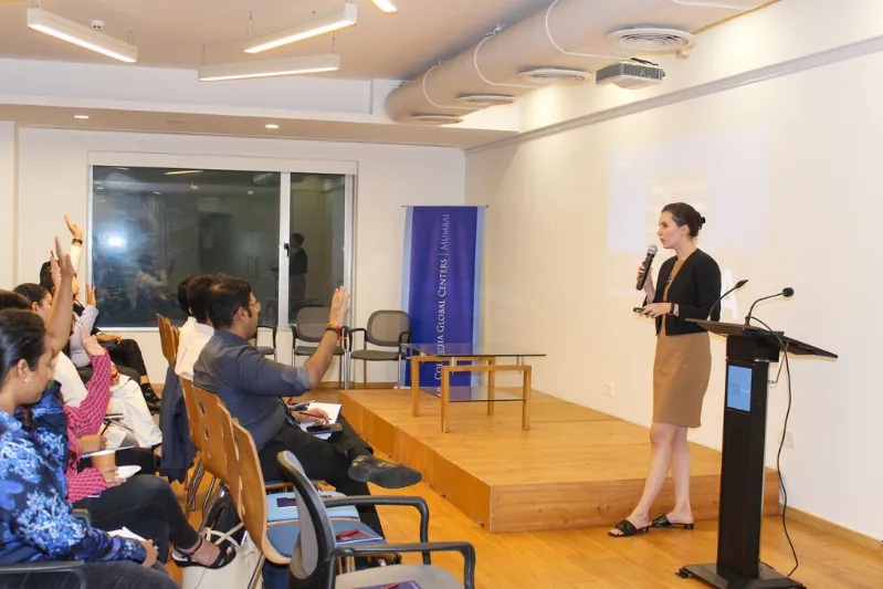 Speaker with audience